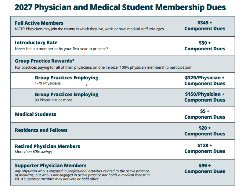 2027 PAMED Membership Dues